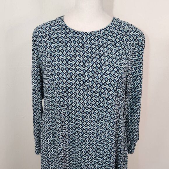 H&M Blue Geometric Print Mini Dress Size 6 H&M Blue Swing Dress - Picture 3 of 7